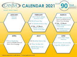 Personalized daily horoscope presented by the international astrological alliance, a leading resource on astrology and the zodiac. Cansa Calendar 2021 Focus Of The Month Cansa The Cancer Association Of South Africa Cansa The Cancer Association Of South Africa