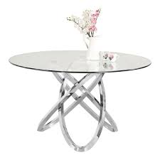 What should the base of a glass dining table be? Caria Silver Round Glass Dining Table Caria Collection My Home Roc