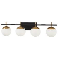 George Kovacs Alluria 4 Light Bathroom Vanity Light In Weathered Black With Autumn Gold
