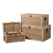 Although trunks have been in use for thousands of years, most antique trunks available have an age range of 50 to 200 years. Wicker Rattan Storage Trunk Wood Boxes Blanket Or Toys Set Of 3