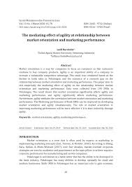 Definisi merupakan sebuah batasan atau arti, bisa juga dimaknai dengan kata, frasa, atau kalimat yang bermakna, keterangan, atau ciri utama dari orang, benda, proses, atau aktivitas. Pdf The Mediating Effect Of Agility At Relationship Between Market Orientation And Marketing Performance