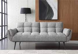 Fabulously Stylish Modern Sofa Bed With Cushioned Panelled Buttoned Back And Tapered Metal Legs Easy Click Clack Fabric Sofa Bed Gorgeous Sofa Bed Sofa Bed