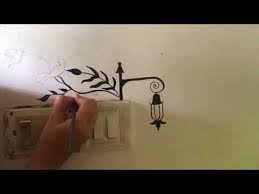 Wall Painting On Switch Board Tree Birds And Lamp Step By Step Youtube Tree Wall Painting Simple Wall Paintings Diy Wall Painting