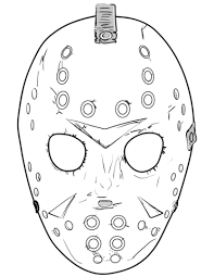 Friday 13th Jason Mask Coloring Page Jason Mask Mask Drawing Mask Tattoo