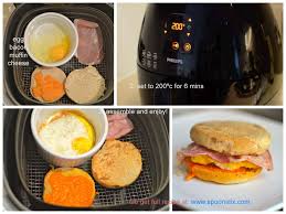 Easy Breakfast Sandwich Bacon Egg Cheese In 7 Minutes With Phillips Airfryer Click To Get Detailed Rec Air Fryer Recipes Recipes Easy Breakfast Sandwich