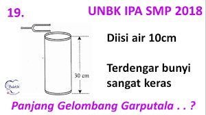 Seorang anak mendengar bunyi yang memiliki panjang gelombang sebesar 10 meter. Panjang Gelombang Bunyi Garputala Pertama Di Mulut Tabung Unbk Ipa Smp 2018 No 19 Youtube