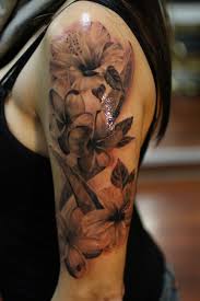 Black And Gray Flower Tattoo Sleeve Image Result For Black And Gray Flower Tattoos Hawaiian Tattoo Flower Tattoo Sleeve Tropical Flower Tattoos