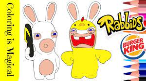 Rabbids invasion printable images for colouring. Lapins Cretins Rabbid Chicken Shoe Bk Jr Burger King Meals Toy Coloring Page Rabbids Invasion Youtube