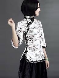 White Silk Qipao Top Chinese Blouse Chinese Style Dress Chinese Blouse Asian Outfits