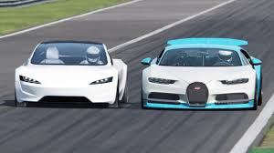 Lexus lfa first one on dubais road + bugatti veyron pegaso + ferrari f12 berlinetta. Watch Tesla Roadster Vs Bugatti Chiron In Monza Cgi Video Ev News Topic