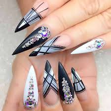 Here at 15 ways to wear stiletto nails, nail art, and more. 25 Black White Stiletto Nails For 2021 Naildesigncode