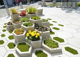System H E X Hexagonal Concrete Outdoor System Honeycomb Flowers H Landscape And Urbanism Architecture Urban Landscape Design Landscape Architecture Design