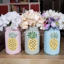 Pineapple Mason Jars Pineapple Decor Painted Mason Jars Pineapple Mason Jar Decor Fruit Jars Mason Diy Pineapple Decor Mason Jar Crafts Diy Diy Jar Crafts