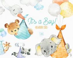 It S A Boy Newborn Cubs Watercolor Little Animal Clipart Etsy Animal Clipart Clip Art Cute Illustration