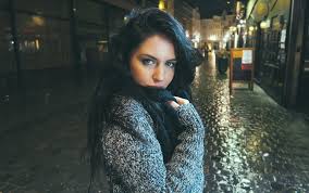 Blue eyes, black hair (french: Model Street Light Anime Black Hair Women Brunette Blue Eyes Long Hair Sweater Looking At Viewer Women Outdoors Street Night City David Olkarny Aurela Skandaj Hd Wallpapers Desktop And Mobile Images