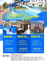 Bayou lagoon water park consists of two main exciting and thrilling water slides and multiple kids slide in a place it makes bayou lagoon park resort a favourite for both young and old in a family vacation, as well as the perfect holiday choice for type: Bayou Lagoon Resort Melaka Tickets Vouchers Attractions Tickets On Carousell