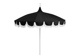 Black And White Striped Cantilever Umbrella Black And White And Classic All Over Our Aya Pagoda Fringe Patio Umbrella Will Liven Up Any Poolside Deck Or Patio Patio Umbrella Patio Umbrellas Patio