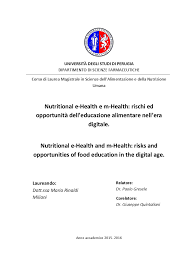 Fondamenti di dietetica e nutrizione umana. Universita Degli Studi Di Perugia Dipartimento Di Scienze Farmaceutiche Corso Di Laurea Magistrale In Scienze Dell Alimentazione E Della Nutrizione Umana Nutritional E Health E M Health Tesionline