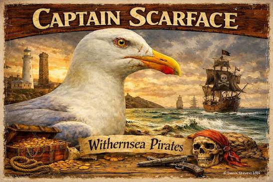 Meet Captain Scarface, a real seagull with a pirate persona
