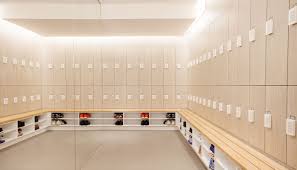 Light Filled Locker Room For Office Building By Five At Heart Office Lockers Locker Designs Gym Design Interior