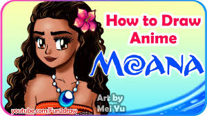 Draw a big triangle under head as a guide for moana's torso by first drawing a horizontal. How To Draw Anime Moana Fun2draw Online Manga Lessons Youtube