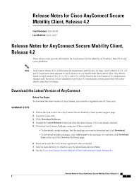 Installation and setup instructions for windows. Release Notes For Cisco Anyconnect Secure Mobility Client Manualzz