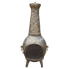 Home depot fire pit mesh cover. Leaf Cast Metal 53 In Tall Chimenea With Built In Handles Log Grate Spark Guard Screen On Stack And Door Hd8024 Ab The Home Depot Oakland Living Metal Casting Leaf Decor