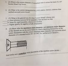 Solved 1 5 What Is The Correct Diameter Of Counterbore