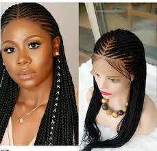 Cornrow Braided Wig Handmade On Full Lace Frontal Human Hair Braided Wigs Braids Fulani Braids In 2021 Braids Wig Natural Hair Braids Braided Hairstyles