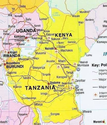 Map of East Africa Uganda is bordered by Kenya from the East, Tanzania... |  Download Scientific Diagram