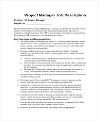 Project managers are responsible for the planning, management, coordination and financial control of a project. Sample Job Description Project Manager