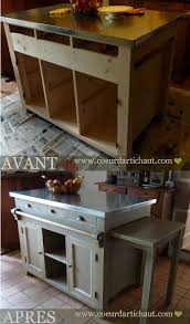 Meuble Retouche Effet Chaule Ilot Central Patine Tutoriel Avant Apres Par Coeur D Artichaut Meuble Cuisine Ilot Cuisine Et Meuble
