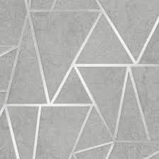 Black And White Geometric Wallpaper Uk I Love Wallpaper Metro Geometric Apex Wallpaper Grey Silver In 2020 Brick Wallpaper Silver Silver Grey Wallpaper Brick Wallpaper
