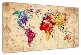 Quadro Moderno Mappamondo Vintage 60 Arredamento Arte Arredo Casa Stampa Su Tela Mappa Del Mondo Su Tela Mappa Del Mondo Su Muro Mappa Del Mondo