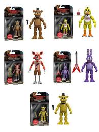 Amazon Com Five Nights At Freddy S 5 Freddy Chica Foxy Bonnie Gold Freddy Action Figures Set Of 5 Fnaf Action Figures Anime Fnaf Five Nights At Freddy S