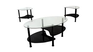 Innovex Ce003g29 Crescent Glass Top Easy To Assemble Modern Coffee Table 2 End Tables Coffee Table Modern Coffee Tables Coffee Table Small Space