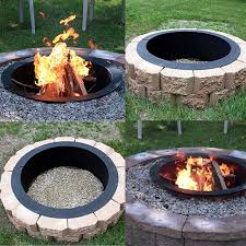 The metal ring (2'diam) prevents the 3 posts from. Fire Pit Ring Liner Campfire Pit 36 Outside Firepit Insert Home Use Liner Ring