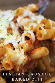 This Easy Italian Sausage Baked Ziti Is A Delicious Dish That Will Feed A Crowd In This Italian Sausage Recipes Recipes Using Sausages Baked Ziti With Sausage