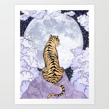 Buy Tiger Moon Colour Version Art Print By Ecmazur Worldwide Shipping Available At Society6 Com Just One Of Millions Of Hi Art Art Prints Framed Art Prints