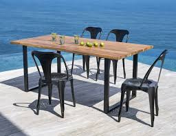 Table De Jardin Pianosa En Acacia Massif Et Metal Noir 6 8 Personnes Table De Jardin Table Exterieur Bois Salon De Jardin Bois