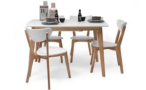 Conjunto de mesa y 4 sillones en acero inoxidable color antracita, para jardín y terraza Homely Conjunto De Comedor De Diseno Nordico Melaka Mesa Extensible De 120 160x80 Cm Blanca Y 4 Sillas Blancas Amazon Es Hogar