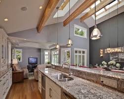 Pin By Sarah Fudge On Inspired Kitchen Vaulted Ceiling Living Room Vaulted Ceiling Kitchen Vaulted Ceiling Lighting