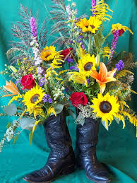 Currently ranked the #1 ftd flower shop in south dakota. Mixed Flowers In Boots Memorial Flowers Sympathy Floral Funeral Floral