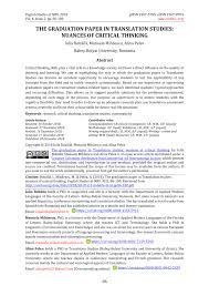 Last but not least : Pdf The Graduation Paper In Translation Studies Nuances Of Critical Thinking