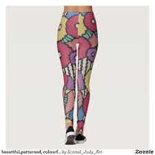 Beautiful Patterned Colorful Art Deco Flowers Leggings Zazzle Com Art Deco Flowers Colorful Art Floral Print Leggings
