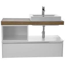 Adelina 34 inch vintage bathroom vanity, white marble counter top, white under mount porcelain sink with intricately carved details give this vanity a distinctive touch. Arcom Laf001 By Nameek S La Finese 41 Inch Wall Mount White Aged Brown Top Vanity Cabinet With Square Vessel Sink Thebathoutlet