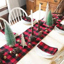 Buffalo Plaid Flannel Table Runner Red Black Flannel Table Runner Lumberjack Table Runner Wild One Theme Wood Stars Table Topper Candle Mat Red Christmas
