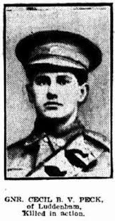 Gunner Cecil Bertram Valentine Peck (1895-1917)