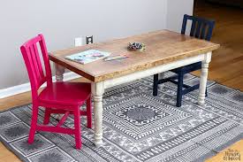 How To Build A Kids Farmhouse Table With Storage For Art Supplies And Hidden Cubbies Via Jen Woodhouse Kids Craft Tables Farmhouse Table Craft Table