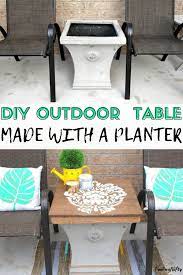 Diy Outdoor Side Table With Storage Upcycled From An Old Planter Feeling Nifty Diy Outdoor Table Diy Outdoor Side Table Small Outdoor Table